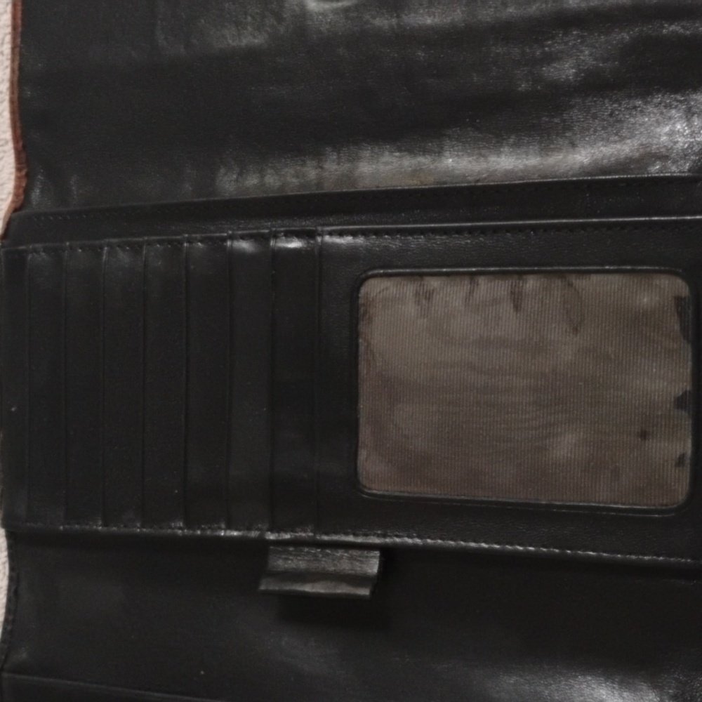 Brahmin Vintage Melbourne Brown Croc Black Leather Trifold Clutch Wallet - Picture 3 of 10